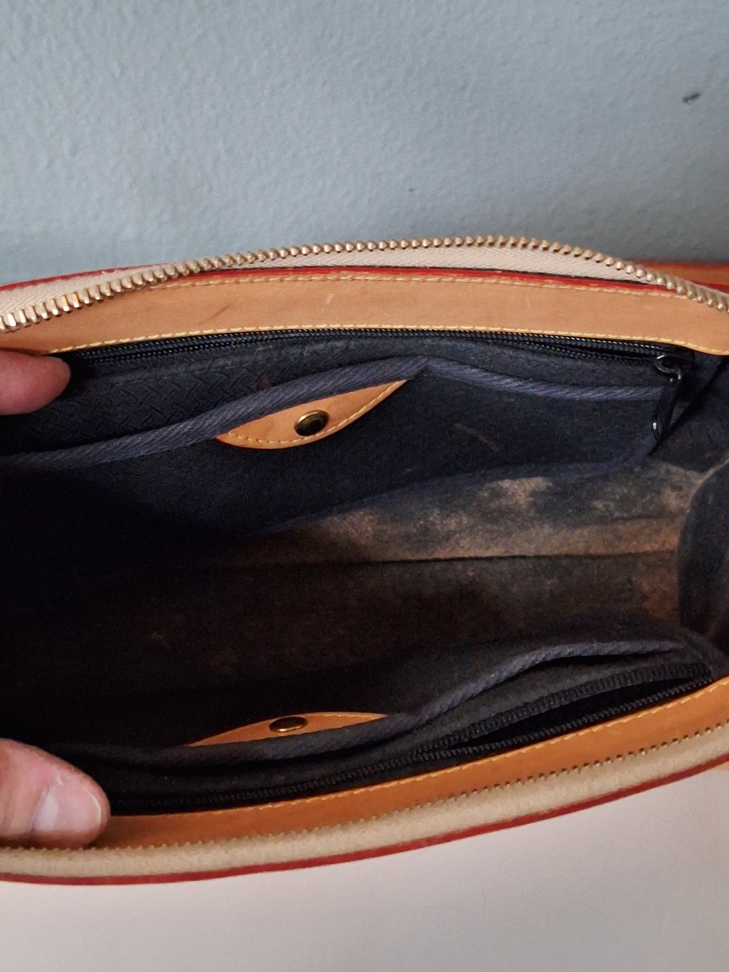 Vintage Dooney & Bourke Canvas And Leather Letter Carrier Crossbody