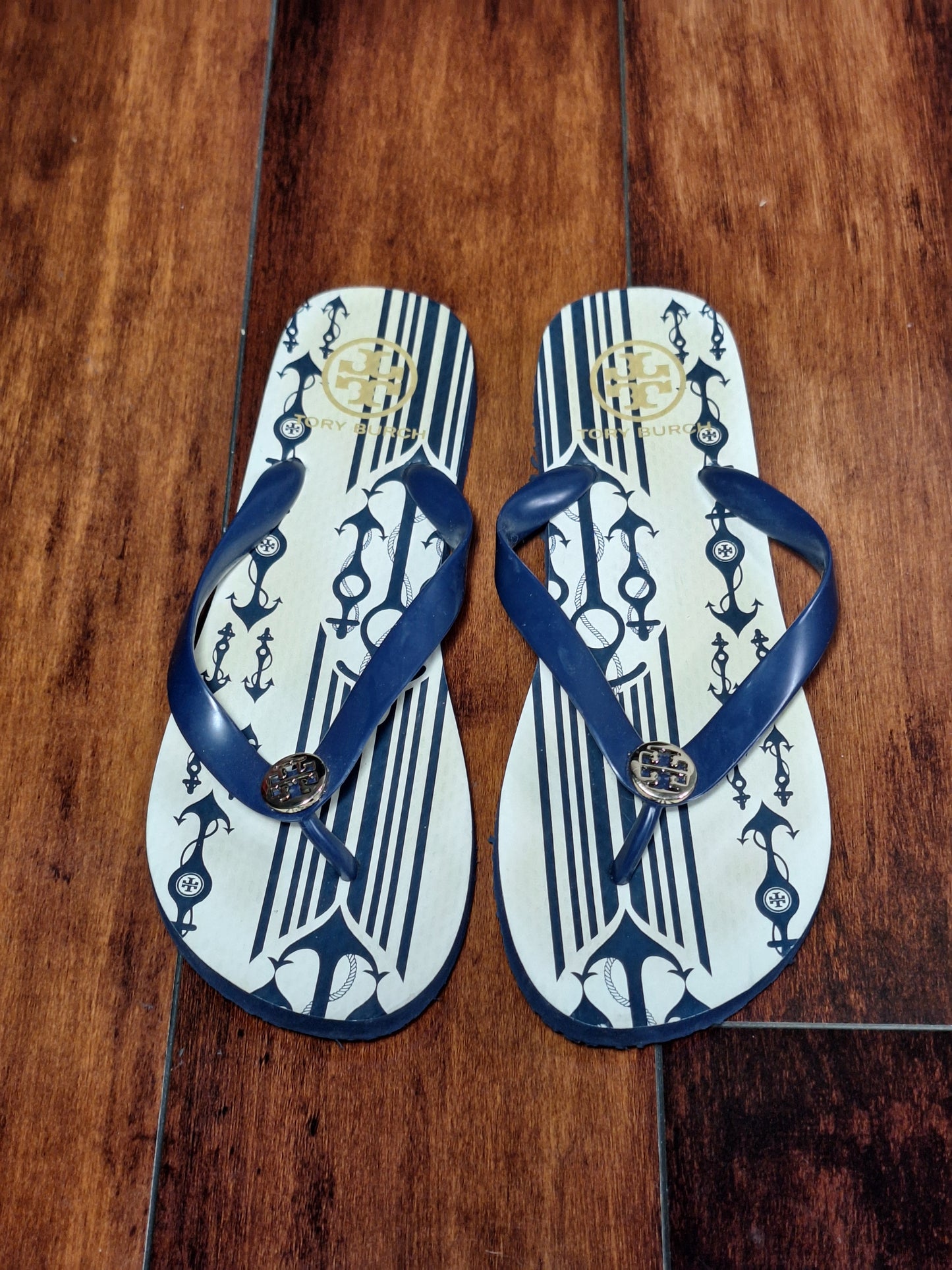 Tory Burch Flip Flop Navy Sea Size 8