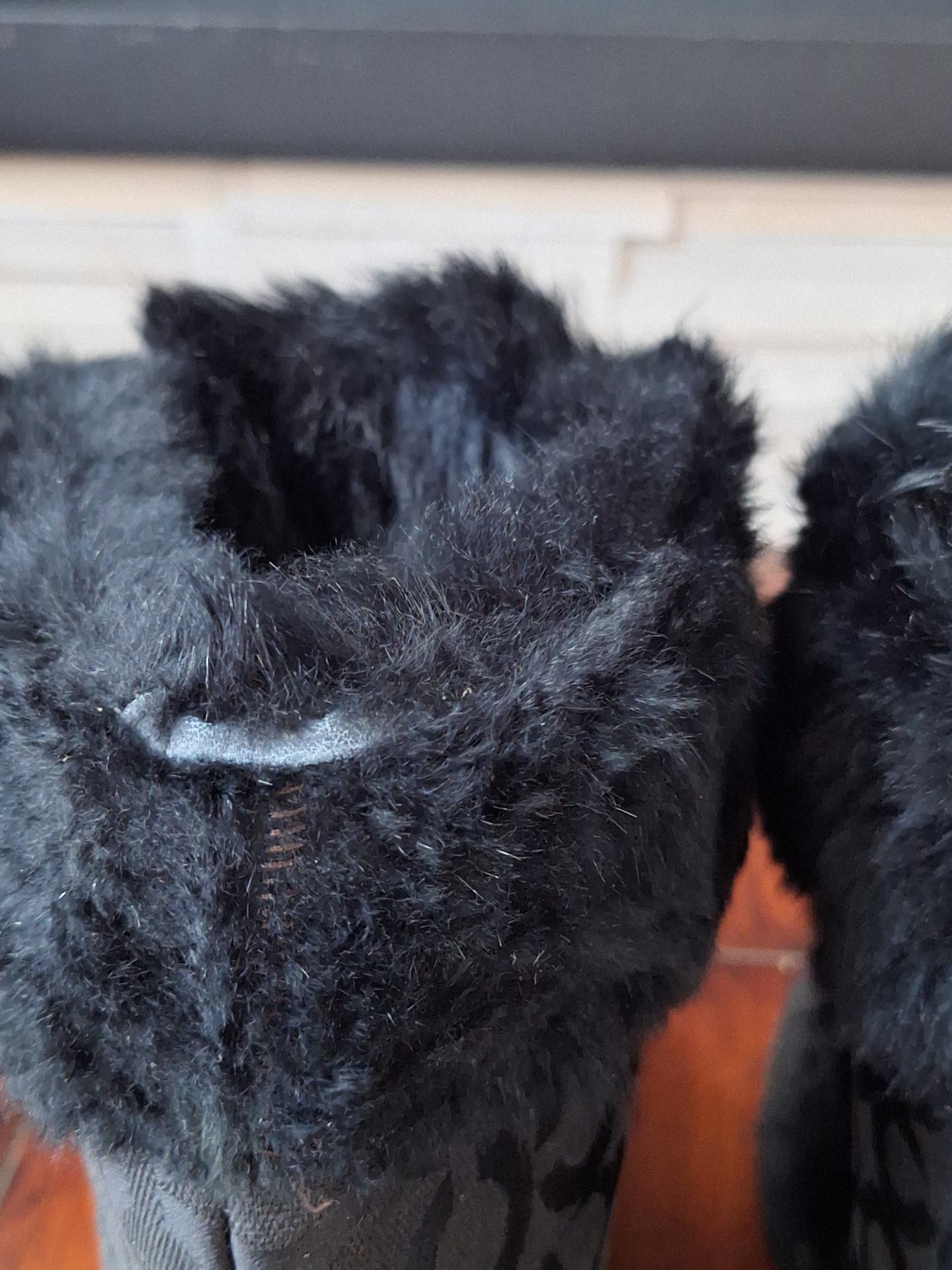 COACH Jennie Rabbit Fur Sig C Jacquard Boots $298 Sz 10.5 Black Insulated Winter