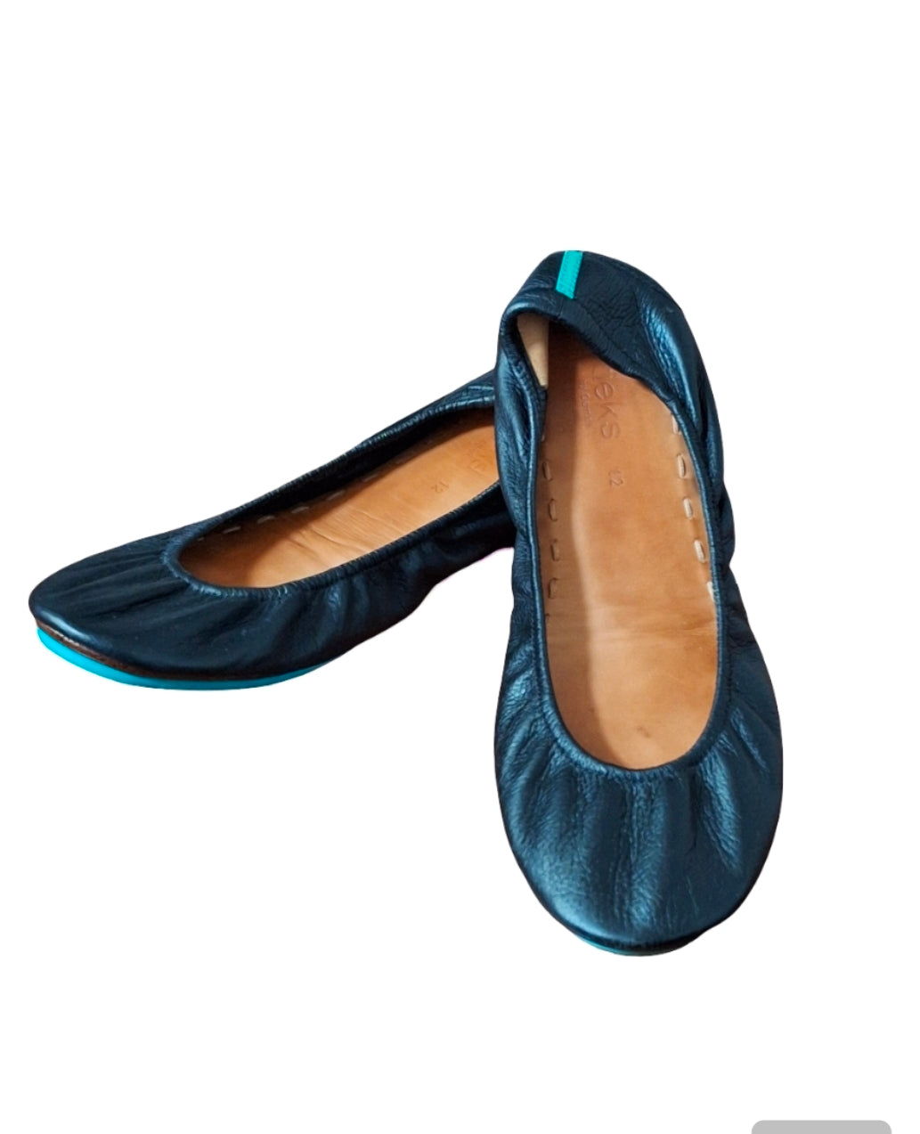 Women's Matte Black Tieks Leather Ballet Flats Size 12