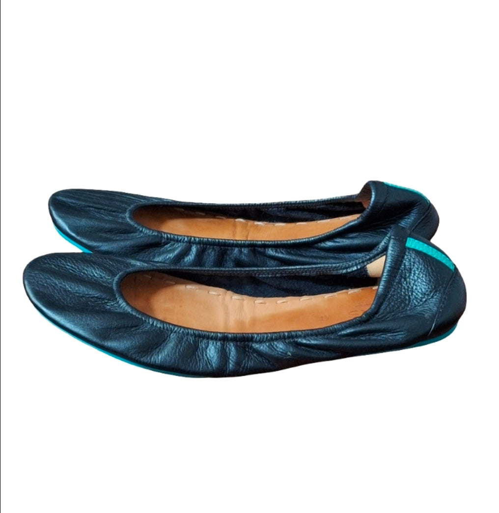 Women's Matte Black Tieks Leather Ballet Flats Size 12