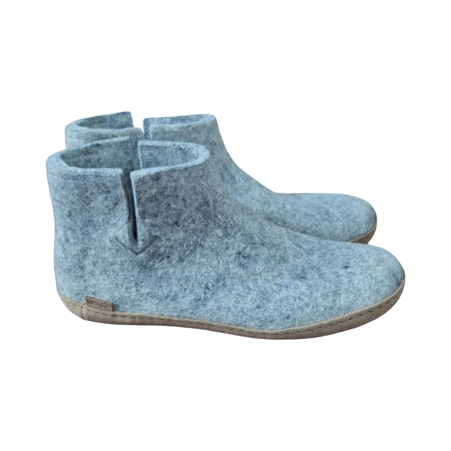 Glerups The Boot slippers grey with leather sole, EU 42 US 9
