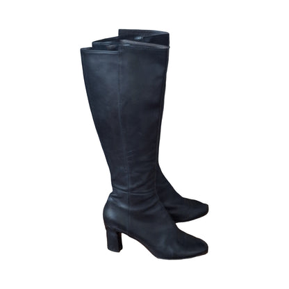 AGL Black Knee-High Leather Riding Boots, Size EU 39 US 8.5-9