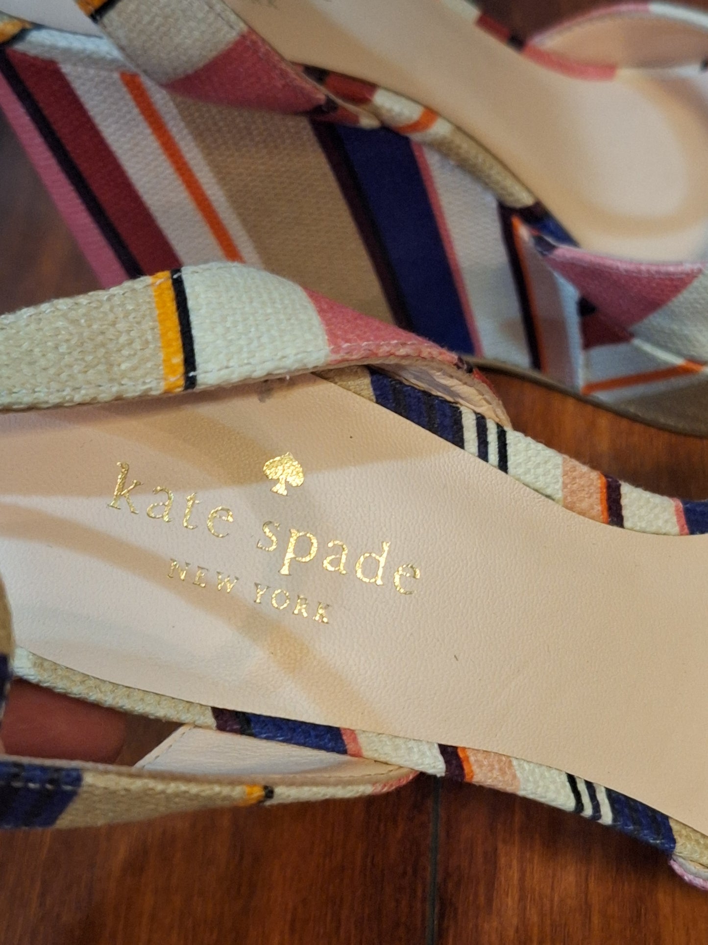 Kate Spade Stripe Dellie Derby Derbyshire Wedges Size 7