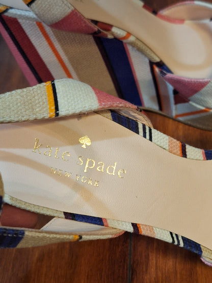 Kate Spade Stripe Dellie Derby Derbyshire Wedges Size 7