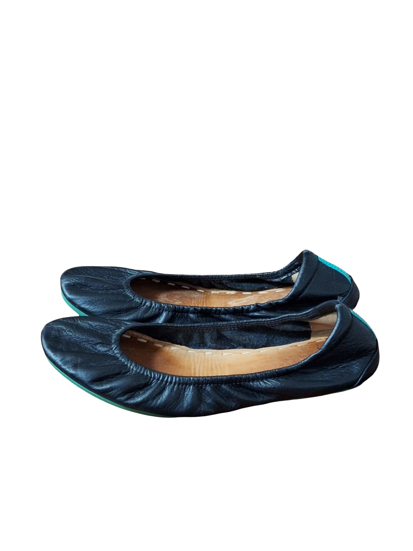 Women's Matte Black Tieks Leather Ballet Flats Size 8