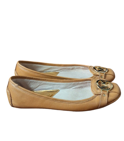 Michael Kors Fulton Ballet Flats Leather Camel Size 8