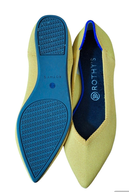 Rothy’s The Point Flats Ballet Marigold Yellow Blue Women’s Size US 10.5