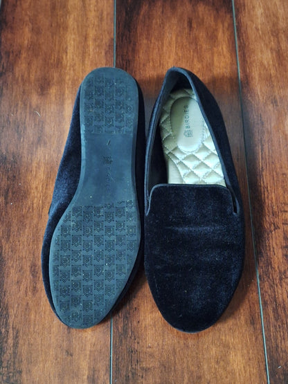 Birdies The Starling smoking slipper flats in black velvet Size 7