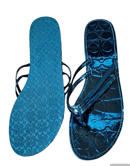 COACH Juney Rubber Thong Flip Flop Black Sandal Size 10