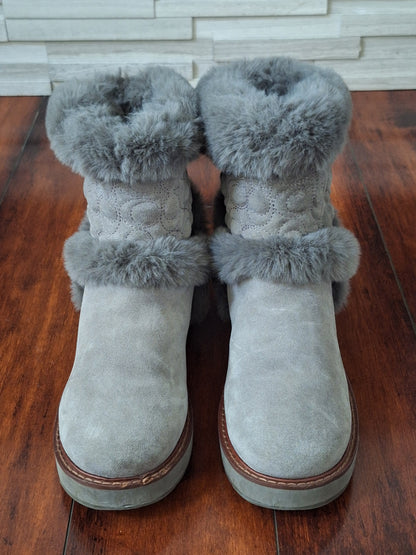 COACH IZZIE BOOT Size 8.5 B - Heather Grey - Style FG4597 in EUC - MSRP $378