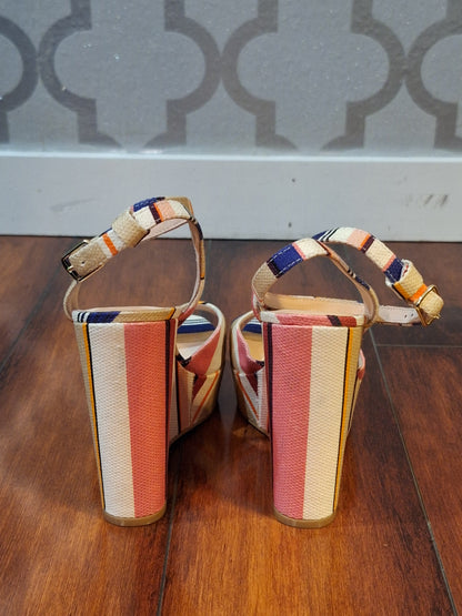Kate Spade Stripe Dellie Derby Derbyshire Wedges Size 7