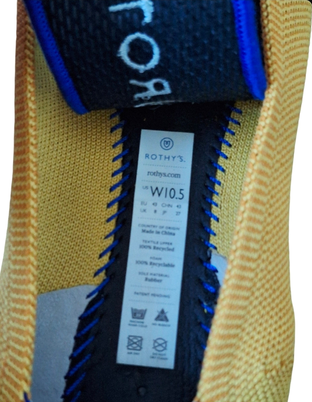 Rothy’s The Point Flats Ballet Marigold Yellow Blue Women’s Size US 10.5