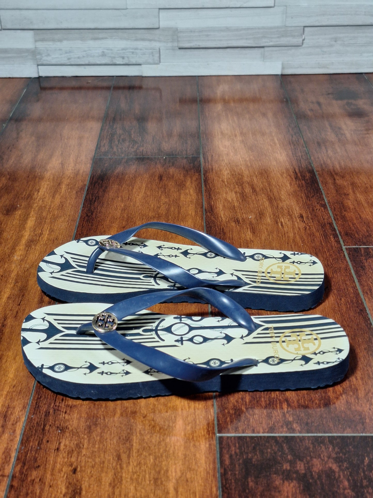 Tory Burch Flip Flop Navy Sea Size 8