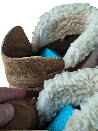 UGG Australia Brown Chestnut Suede Shearling Fur Anais Wedge Bootie US 10 M