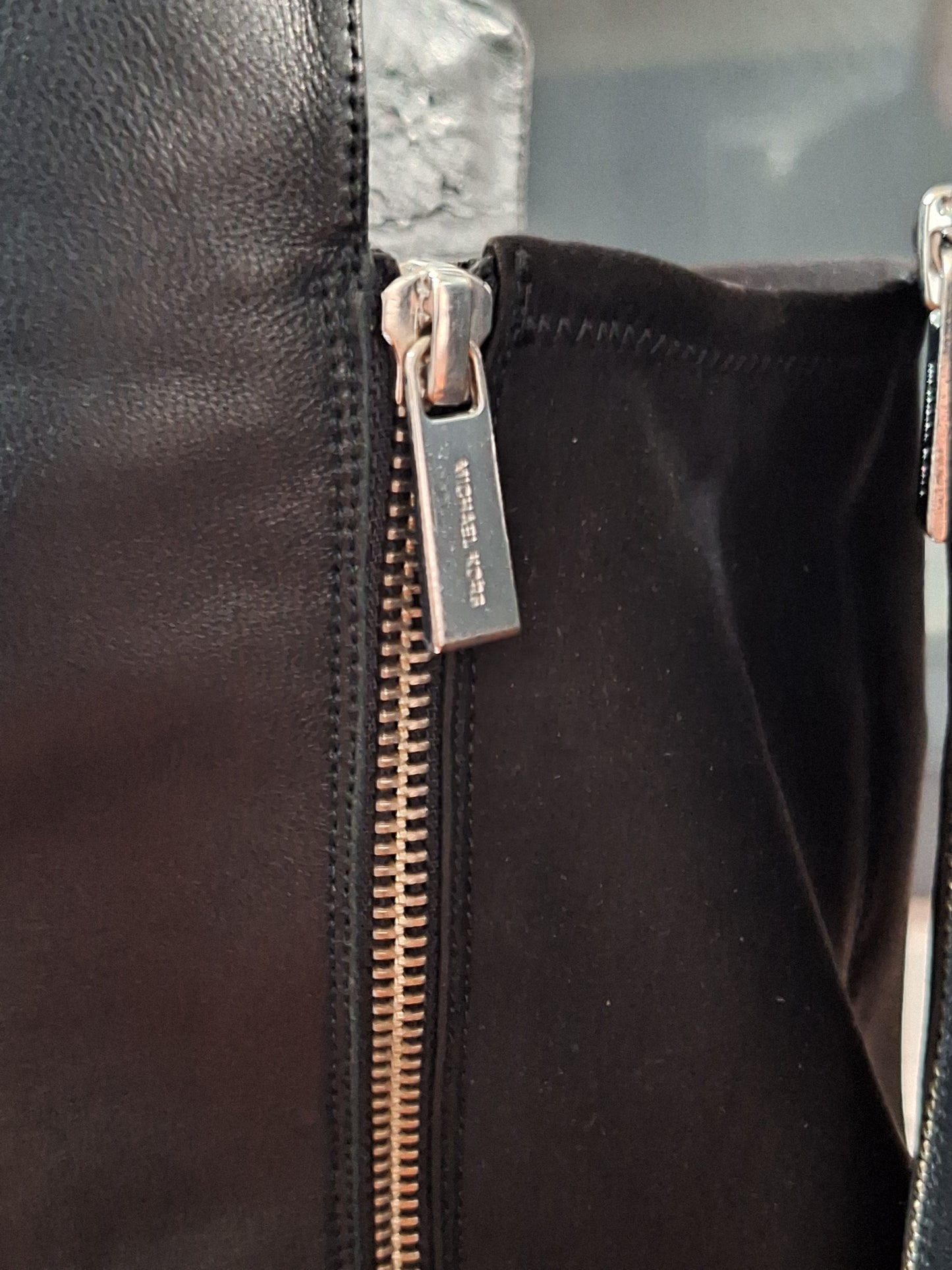 Michael Michael KORS Branson Stretch Leather Knee High Boots Black Size 10