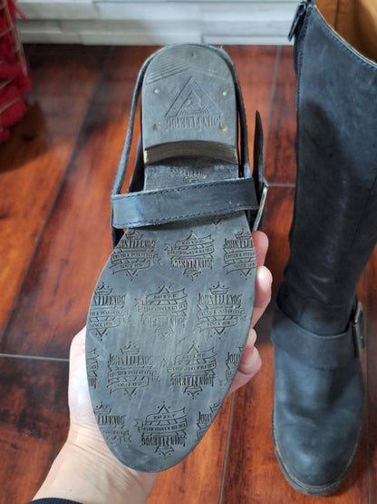 John Fluevog Adriana Luna Tall Buckled Harness Boot Black Leather 854025 size 7