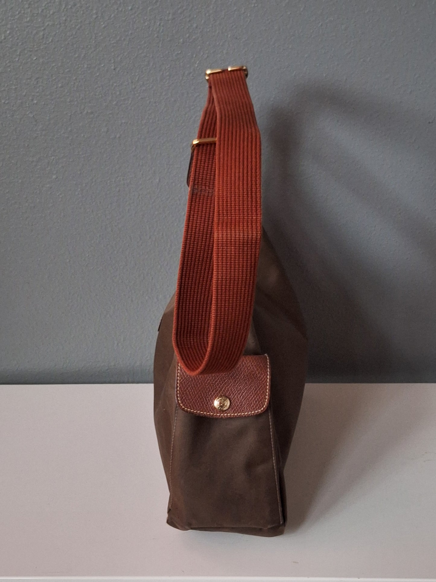 Brown Longchamp Le Pliage Origional Crossbody Shoulder Bag