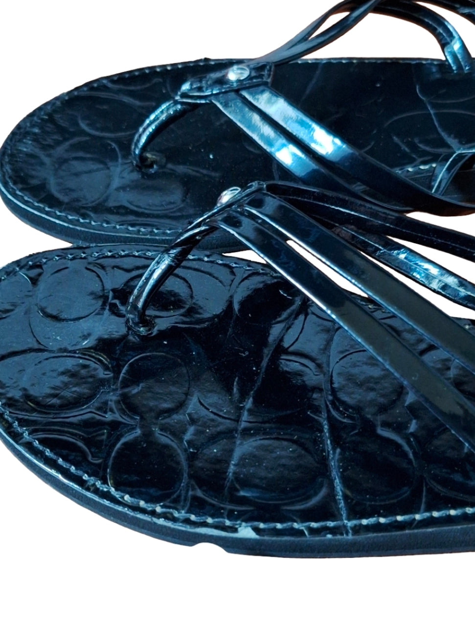 COACH Juney Rubber Thong Flip Flop Black Sandal Size 10