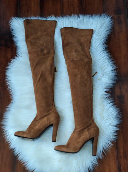 Alberta Ferretti Tan Suede Thigh Height Boots Size EU 40.5 US 9.5
