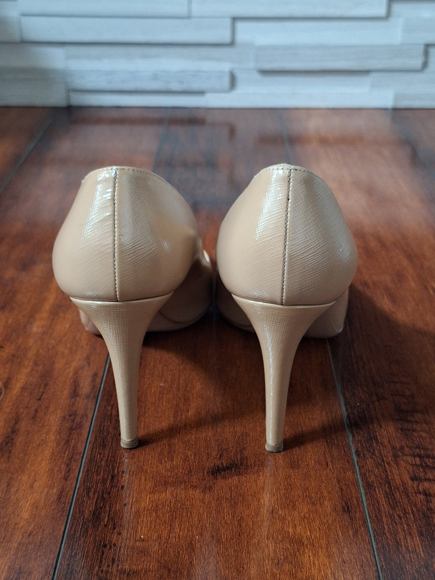 PRADA Women's Nude Patent Leather Stiletto Heels EU 40 US 10