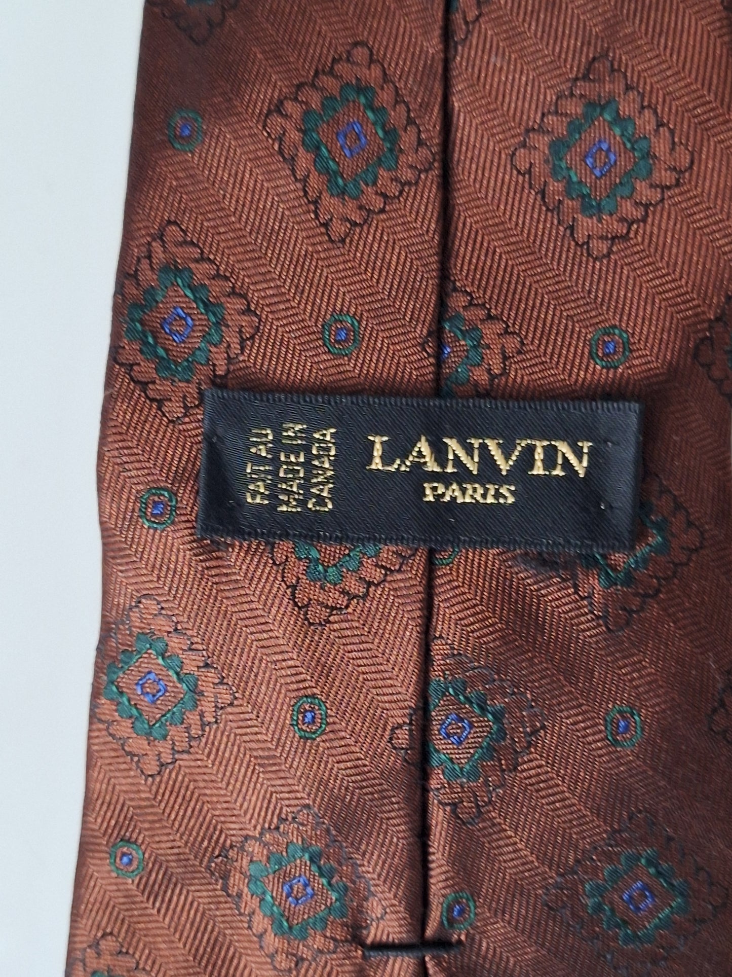 Men's Brown Geometric Lanvin Paris Tie