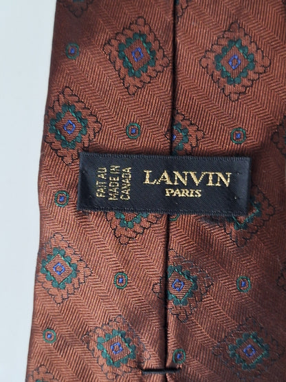 Men's Brown Geometric Lanvin Paris Tie