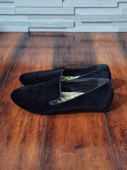 Birdies The Starling smoking slipper flats in black velvet Size 7