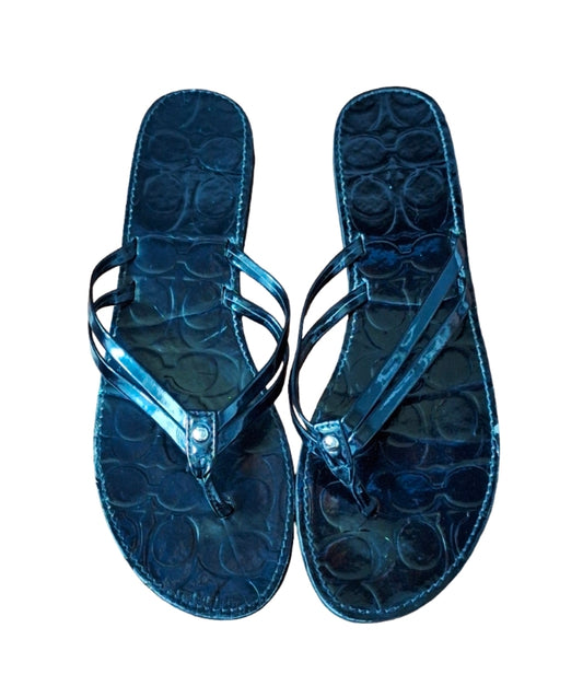 COACH Juney Rubber Thong Flip Flop Black Sandal Size 10