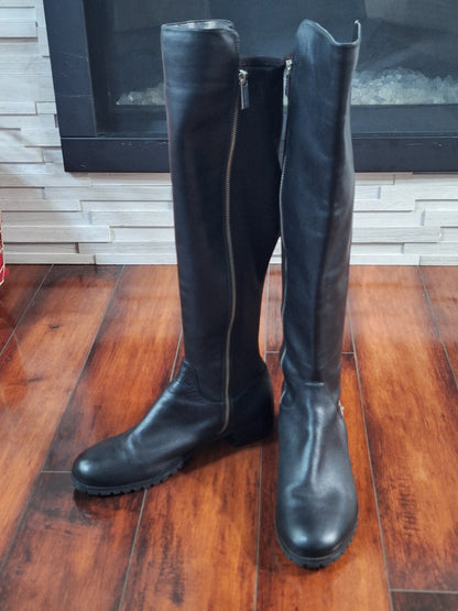 Michael Michael KORS Branson Stretch Leather Knee High Boots Black Size 10