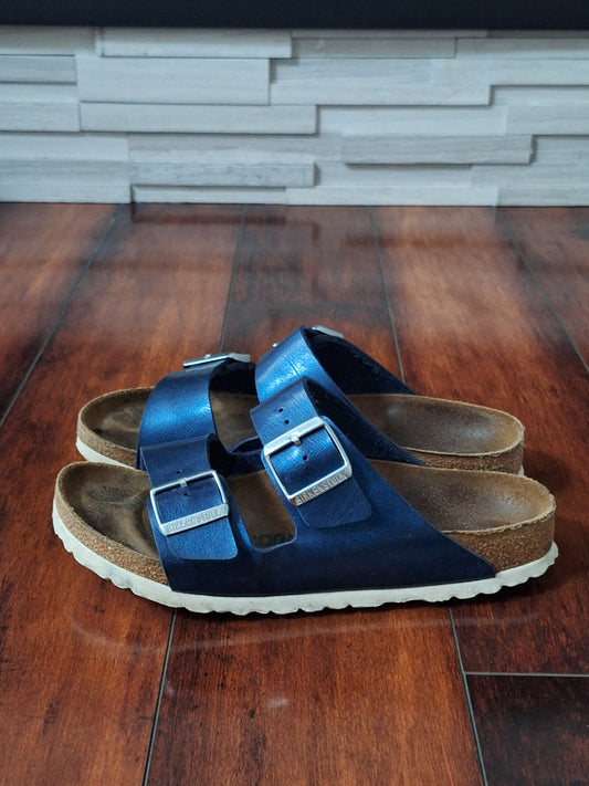 Birkenstock Arizona sandals in blue oiled leather, EU 39 W8