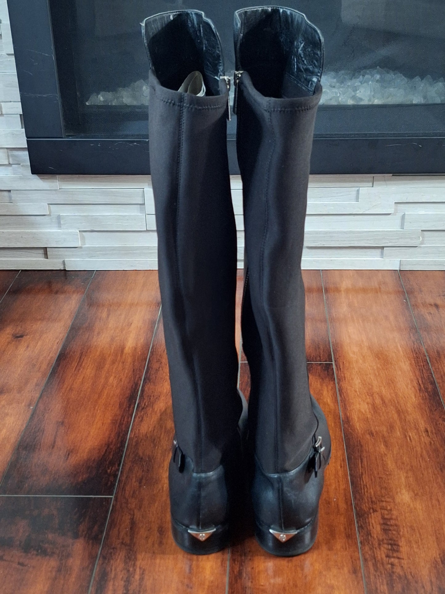 Michael Michael KORS Branson Stretch Leather Knee High Boots Black Size 10