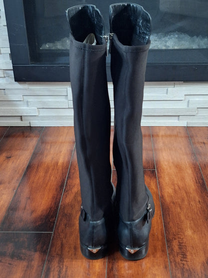 Michael Michael KORS Branson Stretch Leather Knee High Boots Black Size 10