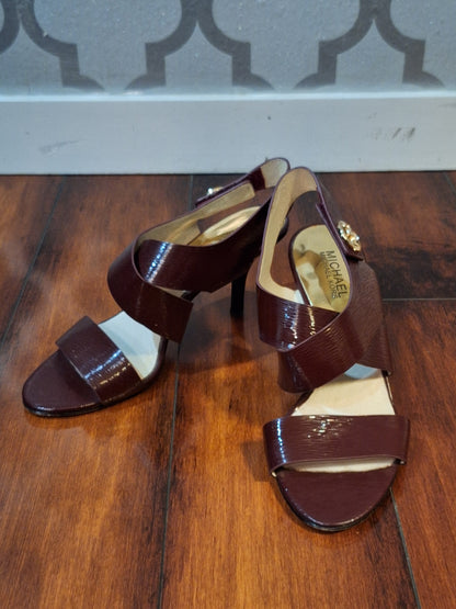 Michael Kors Burgundy Red Heels with Peep-Toe and Slingback Size 8