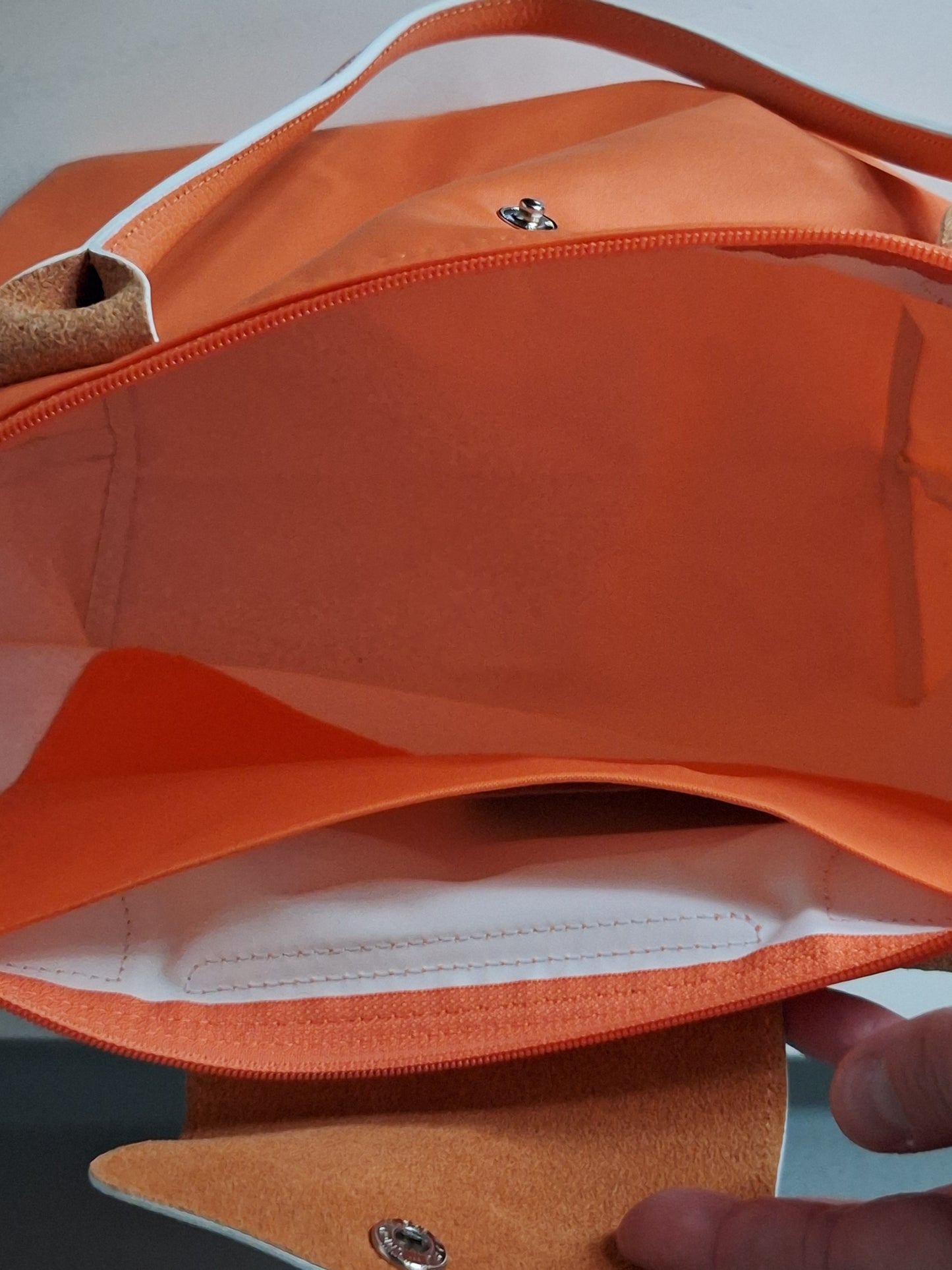 Longchamp le Pliage Original Medium Orange Nylon Leather Tote Bag