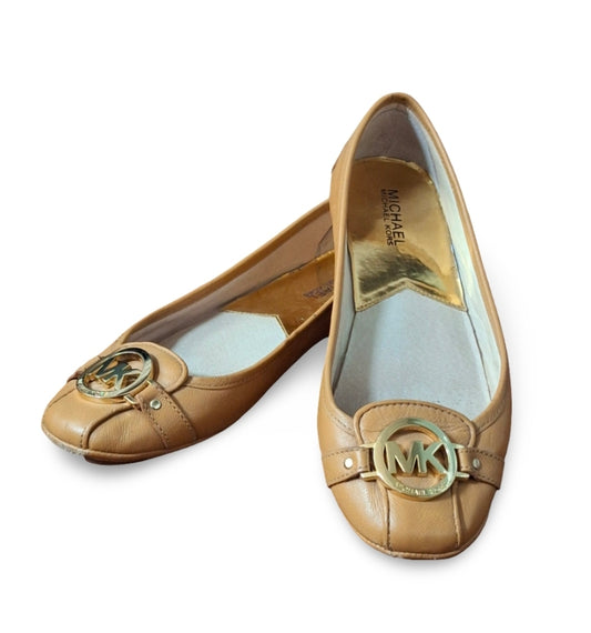 Michael Kors Fulton Ballet Flats Leather Camel Size 8