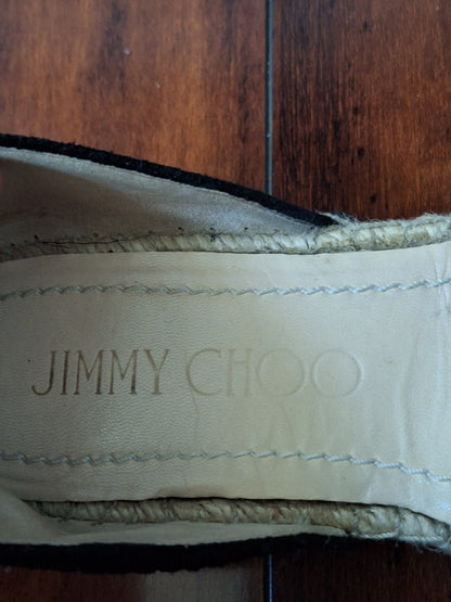 Jimmy Choo Espadrilles Black Suede Flats Dreya EU 37 US 7