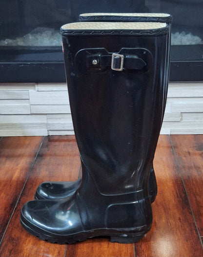 Hunter Women Original Tall Gloss Shoes US 9 M Black Rain Boots UK 7 EU 40/41
