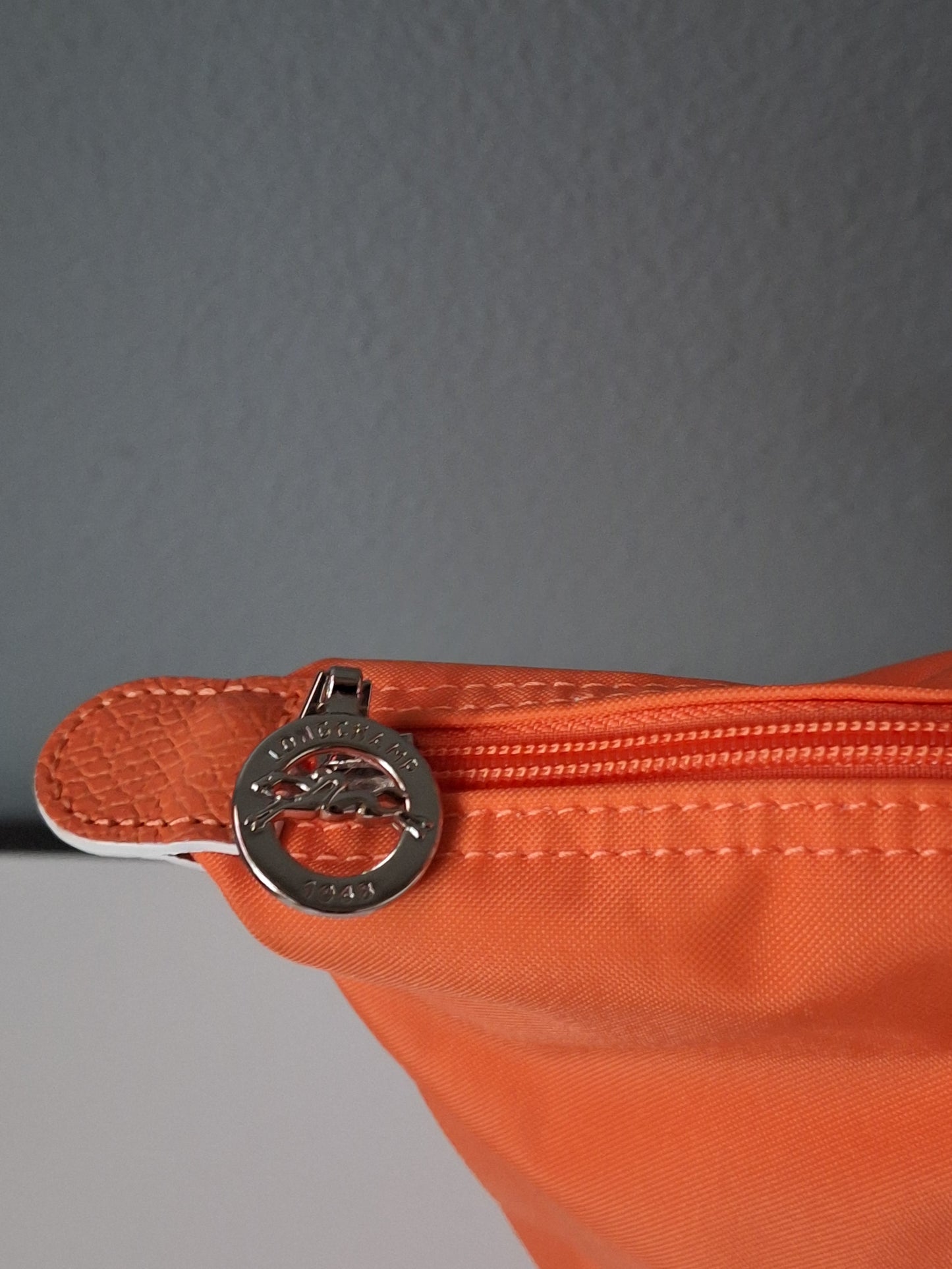 Longchamp le Pliage Original Medium Orange Nylon Leather Tote Bag