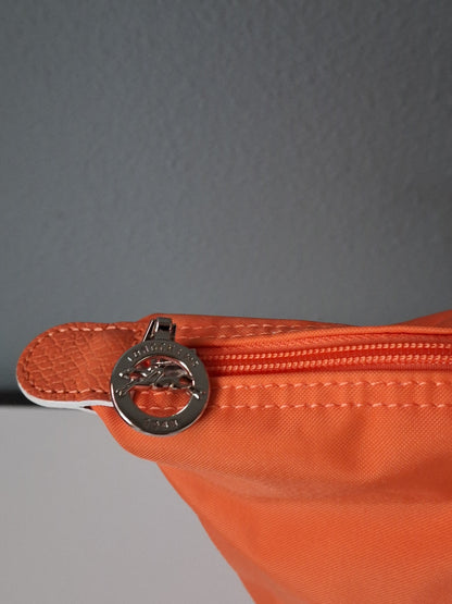 Longchamp le Pliage Original Medium Orange Nylon Leather Tote Bag