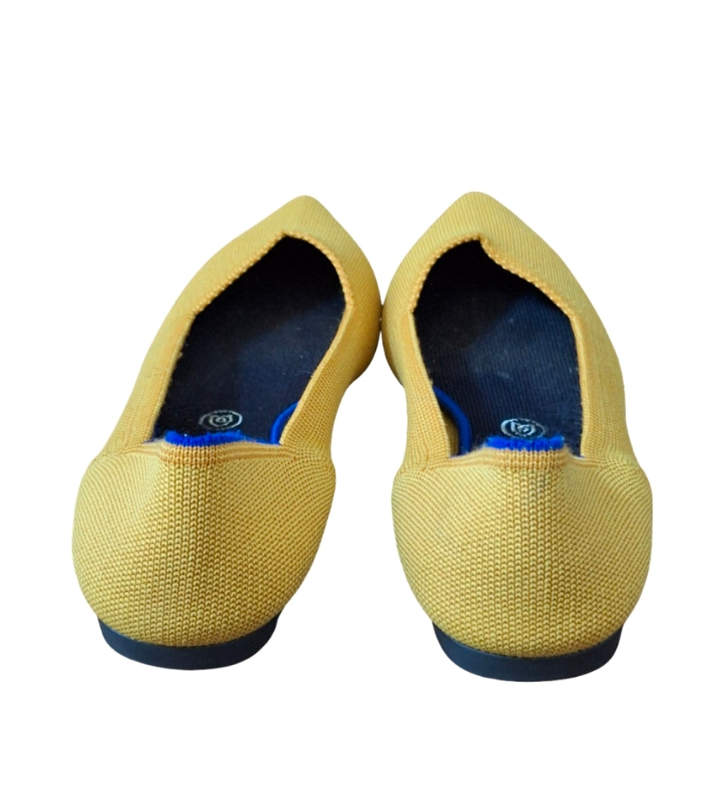 Rothy’s The Point Flats Ballet Marigold Yellow Blue Women’s Size US 10.5