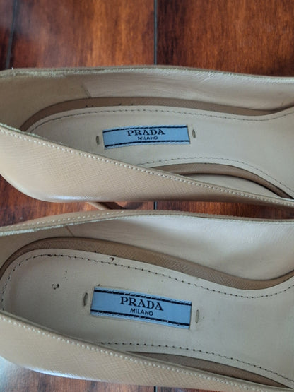 PRADA Women's Nude Patent Leather Stiletto Heels EU 40 US 10