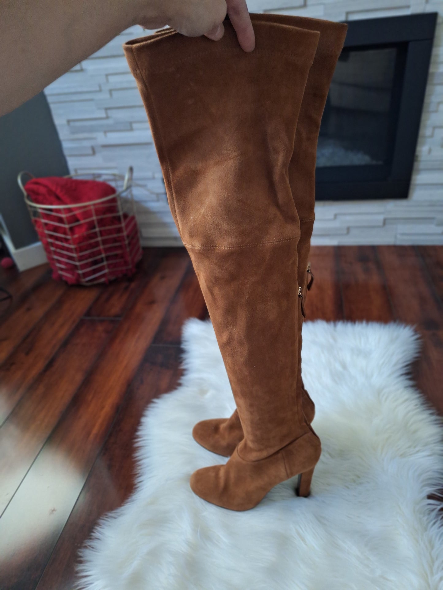 Alberta Ferretti Tan Suede Thigh Height Boots Size EU 40.5 US 9.5