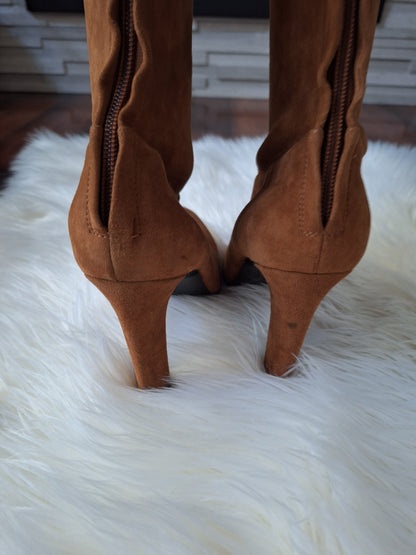 Alberta Ferretti Tan Suede Thigh Height Boots Size EU 40.5 US 9.5