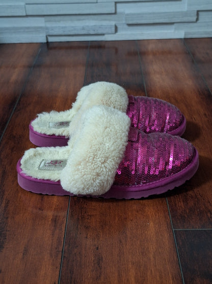 UGG Kids Dazzle Sequin Pink Slippers Size 5