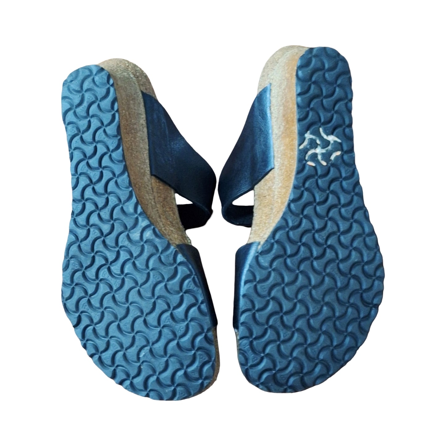 Birkenstock Papillio Sz 37 US 6  Black Leather Wedge Sandals