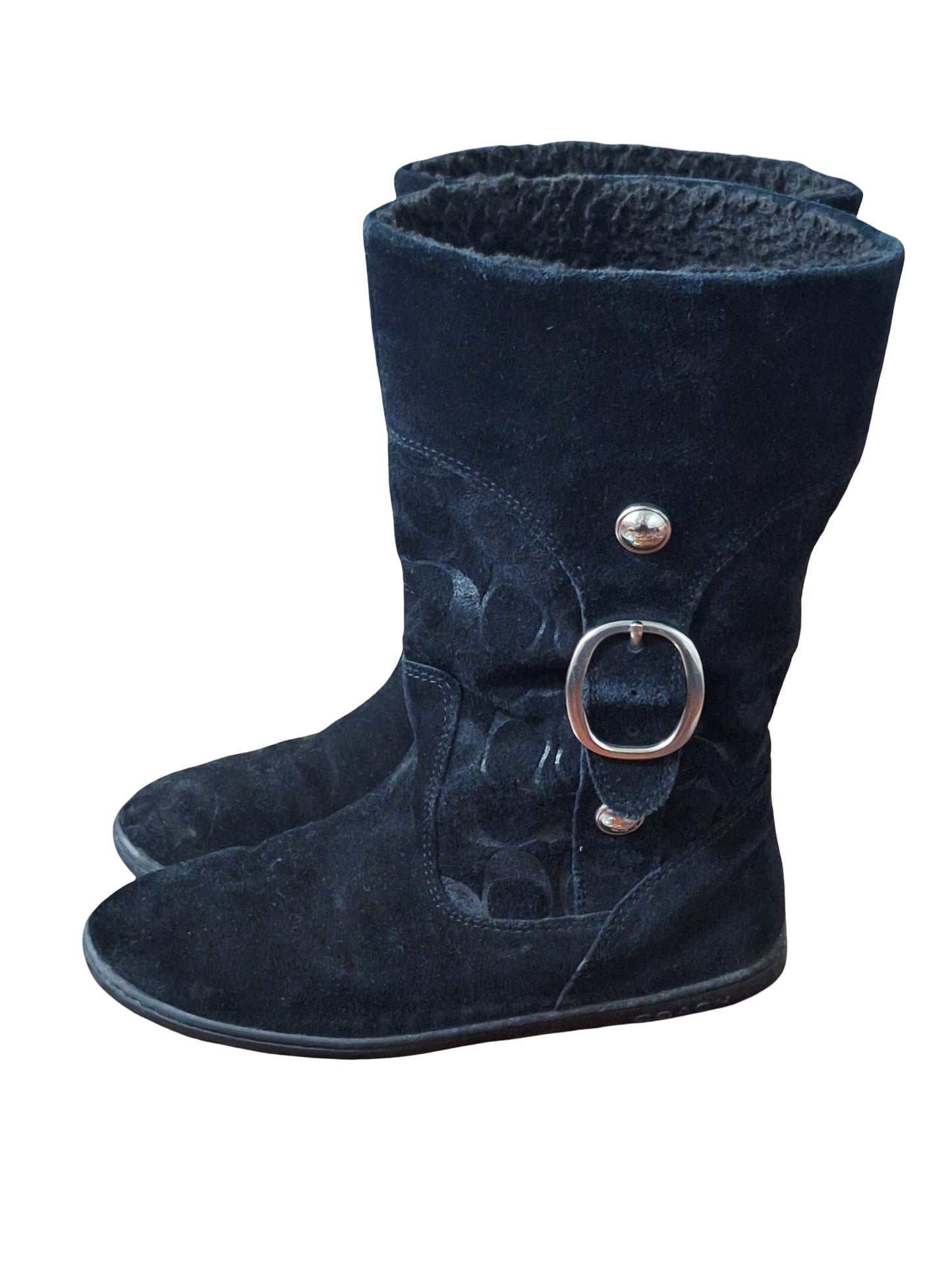 Coach Meyer Black Suede Shearling Signature C Boots size 7.5