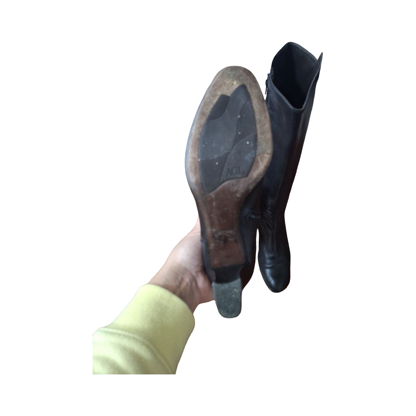 AGL Black Knee-High Leather Riding Boots, Size EU 39 US 8.5-9