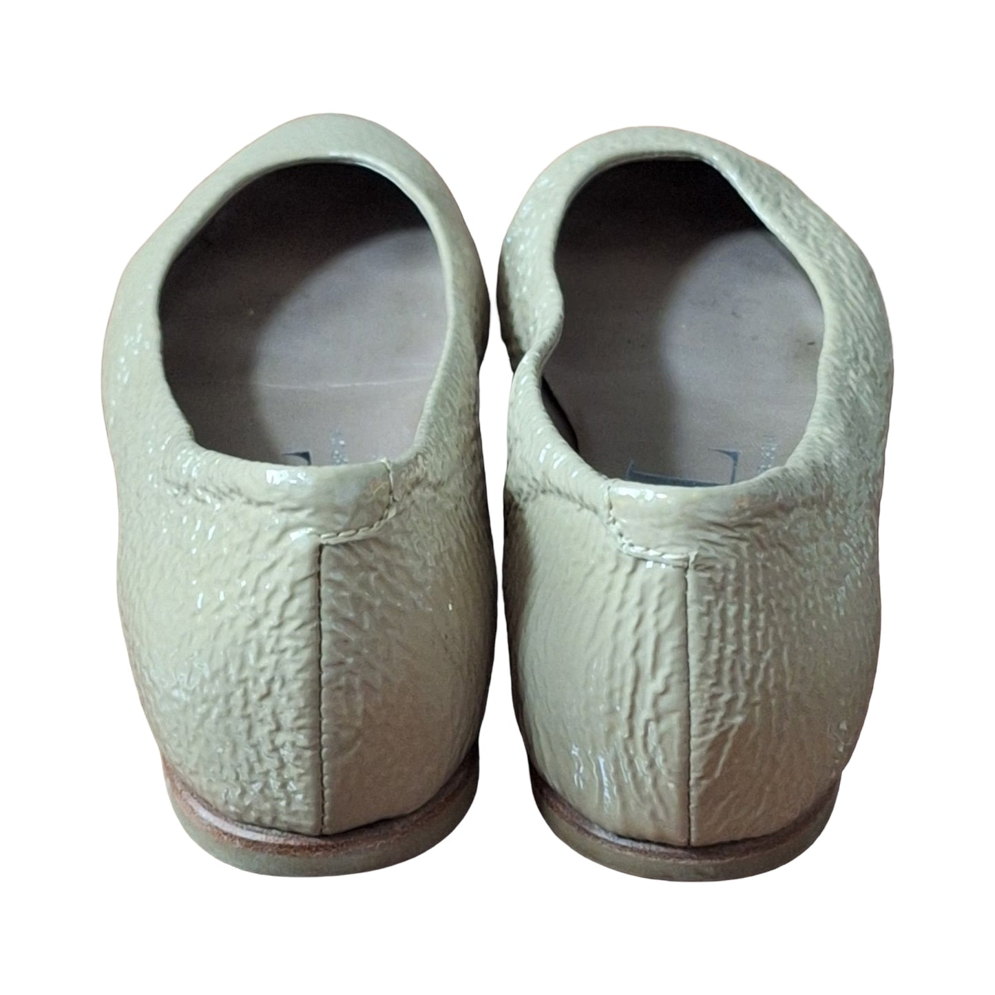 AGL Women's Beige Textured Patent Leather Flats EU 35 US 5