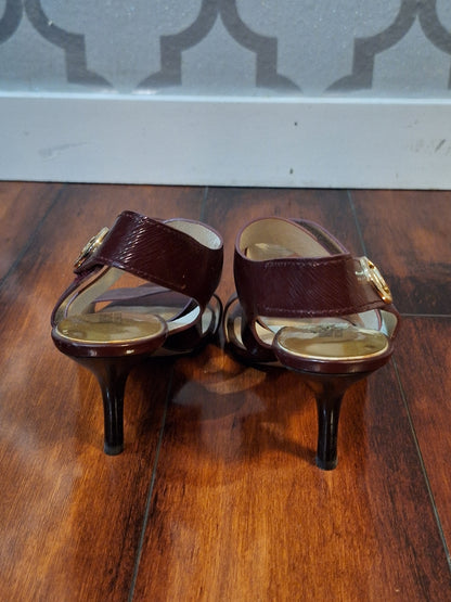 Michael Kors Burgundy Red Heels with Peep-Toe and Slingback Size 8